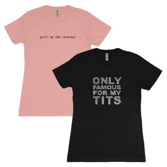 OFFMT Rhinestone Tee + Girls On The Internet Tee Bundle